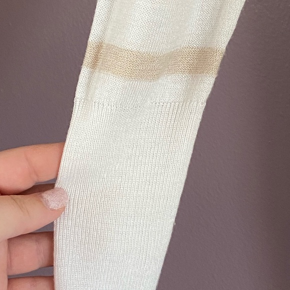 White and tan striped long cardigan size M - Picture 4 of 6
